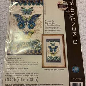 Dimensions Peacock Butterflies Cross Stitch Kit - Blue and Green